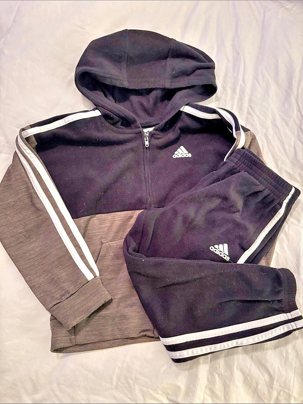 adidas Kids 3-Stripes Fleece Hoodie and Jogger Set Boys 5